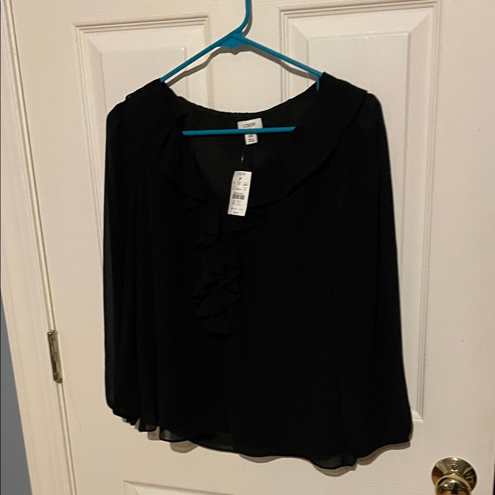 J. Crew Black Ruffled Women's Blouse new with tags size extra small